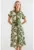Rochie midi dama HiCCUP – imprimeu floral – viscoza – verde/crem