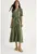 Rochie midi dama  cu cordon – bumbac/elastan – verde