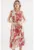 Rochie midi dama HiCCUP – imprimeu floral – poliester – rosu/bej