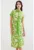 Rochie midi dama –  imprimeu floral – viscoza – verde/crem