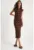 Rochie midi dama –  slim fit – jerseu – maro inchis –