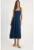Rochie midi dama –  textil – decolteu patrat – bleumarin