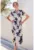 Rochie midi dama HiCCUP – viscoza – imprimeu floral – bej/bleumarin