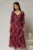 Rochie midi de ocazie cu imprimeuri magenta din matase naturala
