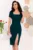 Rochie midi de ocazie verde cu accesoriu din strassuri