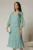 Rochie midi de ocazie verde menta cu fusta plisata si strassuri pe maneci