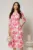 Rochie midi de zi ivoar cu imprimeuri fucsia cu buzunare
