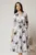 Rochie midi de zi lila cu imprimeuri ivoar cu buzunare