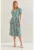 Rochie midi –  decolteu in V – model geometric – alb-verde – viscoza –