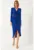 Rochie midi  cu decolteu in V – volane – albastru – bumbac-lycra –