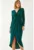 Rochie midi –  decolteu in V – volane – verde – bumbac-lycra