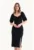 Rochie midi –  decolteu in forma de inima – crapatura laterala – negru – textil