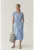Rochie midi din amestec de in cu cordon in talie