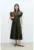 Rochie midi din amestec de lyocell si in cu cordon in talie
