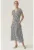 Rochie midi din amestec de modal cu croiala in A – model in dungi si decolteu in V