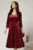 Rochie midi din catifea bordo cu decolteu V