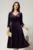 Rochie midi din catifea mov cu decolteu V