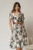 Rochie midi din satin cu imprimeuri gri si maro