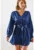 Rochie midi  din satin – decolteu in V – croiala in A – albastru marin