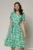 Rochie midi din viscoza alba cu imprimeu verde