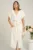 Rochie midi din viscoza alba cu nasturi si cordon in talie