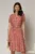 Rochie midi din viscoza caramizie cu imprimeu alb