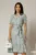 Rochie midi din viscoza verde mint cu imprimeuri de vara