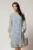 Rochie midi din voal bleu cu floricele si maneci trei sferturi