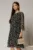 Rochie midi din voal bleumarin cu floricele si maneci trei sferturi