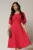 Rochie midi din voal fucsia cu maneci scurte lejere
