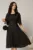 Rochie midi din voal negru cu maneci scurte lejere