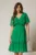 Rochie midi din voal verde cu decolteu petrecut cu volanase si maneci scurte