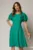 Rochie midi din voal verde si volanase la maneci