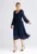Rochie midi evazata – bleumarin – cu maneci bufante – poliester