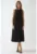 Rochie midi –  fara maneci – guler rotund – neagra – din bumbac amestecat cu in