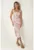 Rochie midi –  fara maneci – imprimeu – roz – jerseu