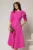 Rochie midi fucsia clos cu funda ampla pe umar si cordon detasabil