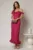 Rochie midi fucsia de ocazie cu bust tip corset si fusta plisata