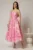 Rochie midi fucsia de ocazie cu decupaje florale si perle