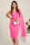 Rochie midi fucsia din stofa conica cu o maneca lunga si un umar gol- LaDonna