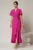 Rochie midi fucsia din triplu voal cu croi petrecut