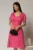 Rochie midi fucsia din voal cu buline si maneci scurte petrecute