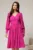 Rochie midi fucsia din voal plin cu nasturi pe bust