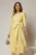 Rochie midi galbena funda ampla pe talie decolteu rotund maneci trei sferturi