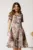 Rochie midi gri cu roz din voal in clin cu fir lurex si decupaje la decolteu