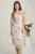 Rochie midi gri din voal cu imprimeuri si floare maxi pe bust- Viada