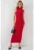 Rochie midi – HiCCUP – guler inalt – rosu – jerseu