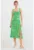 Rochie midi HiCCUP – guler patrat – crapatura eleganta – verde – viscoza