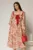 Rochie midi imprimeu floral bordo cu guler evidentiat cu volanas