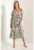 Rochie midi –  imprimeu floral – guler patrat – gri – viscoza